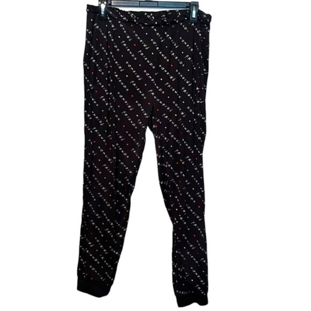 Friends Sleep Leggings Womens size XL black with friends logo all over